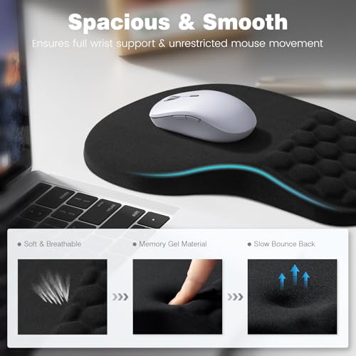 Ospelelf Ergonomic Mouse Pad and Keyboard Stand Wrist Rest Set, Memory Foam Comfort, Pain Relief for Typing, Office Desk Accessories, Black - color: Black
