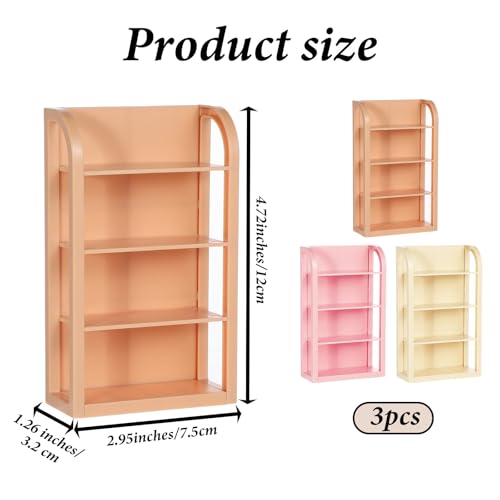 3Pcs Miniature Supermarket Shelves 4 Layers Shelf Display Rack Furniture Mode Dollhouse Bookshelf Doll House Store Storage Bookshelf Accessories for Displaying Mini Books Cosplay Party - color: Color 1
