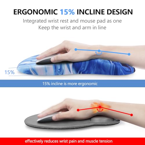 Mouse Pad Wrist Support, Laokiiy 2 in1 Keyboard Wrist Rest+ Ergonomic Mouse Pad, Non-Slip Wrist Rest for Computer Keyboard, Made Easy Typing & Relieve Wrist Pain Ocean Blue - color: Ocean Blue