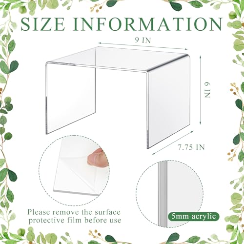 RattanView 2 Pcs 9 Inch Large Acrylic Risers Display Stands 5 mm Thick Acrylic Shelf Riser Showcase for Collectibles Jewelry Cupcakes Food Figures Perfume Cabinet (Clear) - color: Clear, size: 9 Inch, 5 mm