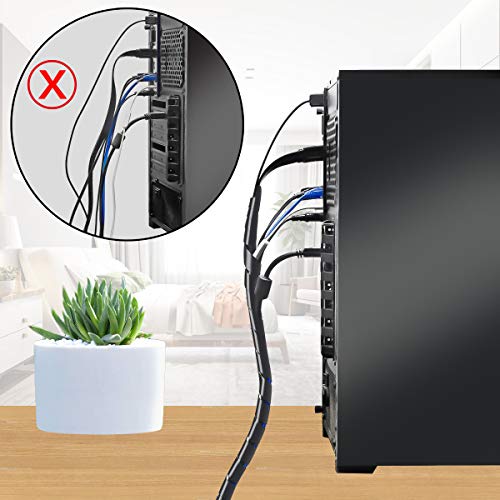 XHF 3/8" Spiral Cable Wrap 10mm(Wrapping Range:7.5mm-60mm) Cord for Computer Electrical Wire Organizer Sleeve Hose RoHS Black 26Ft - size: Dia 10MM-Length 8M
