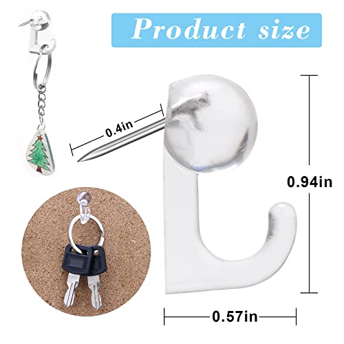 50 Pcs Clear Push Pin Hooks, Cork Board Pin-Hooks Decorative Thumb Tacks Hook for Photo Wall, Bulletin Board, Home Wall, Home Office School Pinning and Hanging - color: Clear