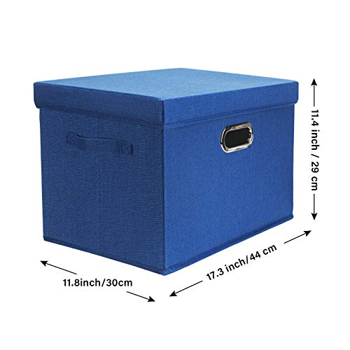 TYEERS Collapsible Storage Bins With Lids, Large Fabric Storage Boxes - 2 Pack - Classic Blue - color: Classic Blue, size: 2-Pack Large