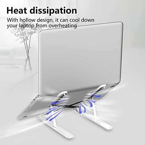 Tonmom Laptop Stand for Desk, Adjustable Laptop Riser ABS+Silicone Foldable Portable Notebook Holder, Ventilated Cooling Notebook Mount Computer Stand for 10-15.6” Laptops,Tablets-White - color: White