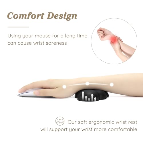 Cloud Wrist Rest Cushion for Mouse Ergonomic Soft PU Leather Memory Foam Wrist Pain Relief Mouse Wrist Support Pad with Anti-Skid Base for Office School Home Laptop & Computer Mouse (Black) - color: Black