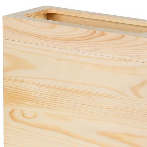 2.3 Gallons Rectangular Wooden Trash Can | Trash Can with Bin Liners | Decorative Waste Basket | Recycling Bin for Bathroom | Natural Wood Finish Basket for Kitchen | Paper Basket for Office - color: Bamboo