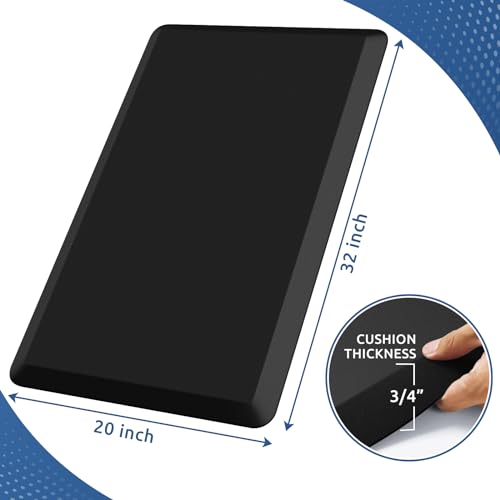 KitchenClouds Kitchen Mat Cushioned Anti Fatigue Rug 20"x32" Water Resistant, Non Slip, Standing and Comfort Desk/Floor Mats for House Sink Office (Black,0.8inch) - color: Black, size: 32"L x 20"W x 0.8"Th