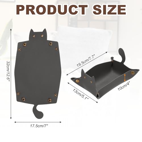 uxcell Leather Valet Tray, Folding Jewelry Tray Organizer Travel Dish Plate Desk Organizer for Women and Men Storage Jewelry Keys Wallet Coin, Dark Gray - color: Dark Gray