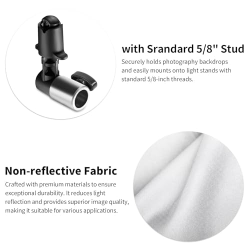Meking 5x6.6ft Black White Background for Photography, Pop-Up Collapsible Backdrop 2-in-1 Muslin Self Tape Backdrop with Clip and Carry Case - color: Black&White, size: 5x6.6ft