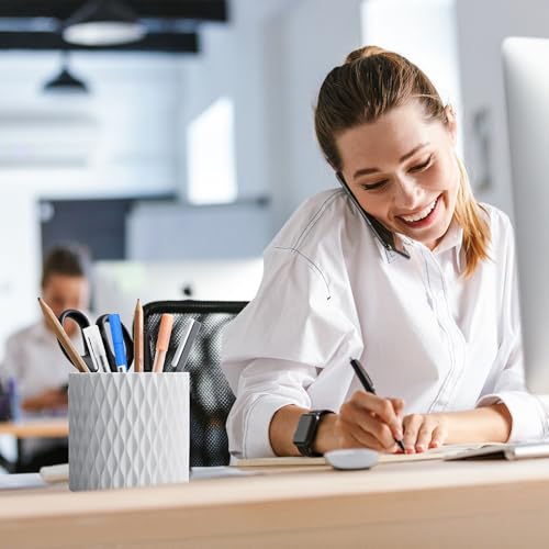 Pen Holder - 360° Rotating, 5 Slot Pen Holder For Desk. Pencil Holder For Office,School,Dorm Room&Vanity, Desk Accessories(White) - color: white