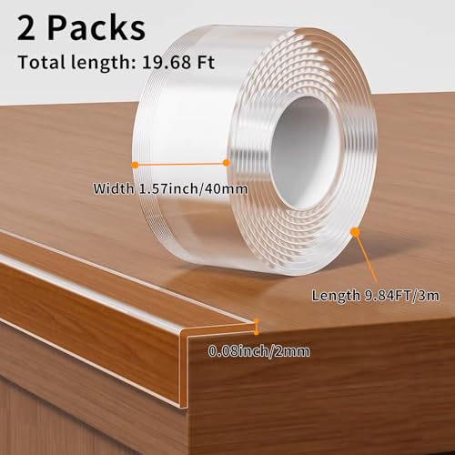 2Pack Baby Proofing Edge Protector for Baby,1.57in x 9.84ft,Clear Edge Protector Strip Sharp Edge Wrap Cover Tape,Corner Bumpers for Furniture,Crib Rail Covers for Teething - size: 2Pack x 1.57in x 9.84FT