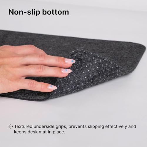 DELTAHUB - Minimalistic Felt Desk Protective Pad, Anti-Fray, Anti-Slip, Easy to Clean, Easy Glide, Long Lasting, Sleek Design, Comfortable, Resistant, Desk Mat, PC, Mac, Laptop - Small (11x25inch) - color: Dark Grey, size: 11" x 24.8"