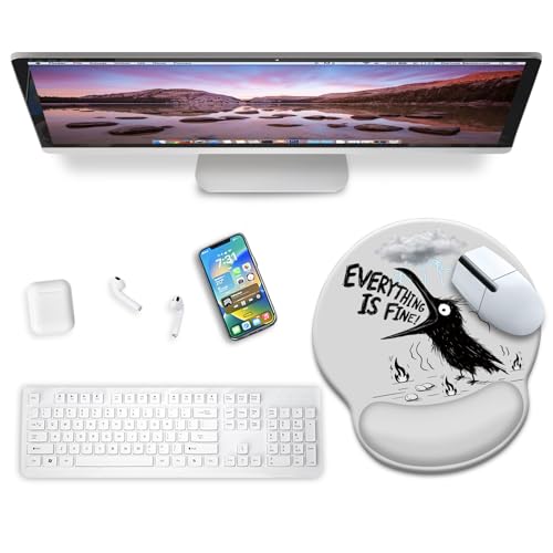 Mouse Pad with Wrist Rest, Funny Crow Ergonomic Mouse Pads Wrist Support for Desk, Goth Gaming Mousepad for Wireless Mouse Laptop Computer Work Home Desk Accessories Office Supplies Desktop Decor - color: 0 Crow