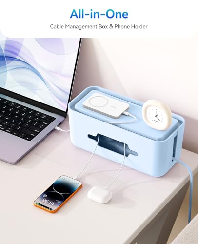 ORICO Cable Management Box, Cord Hider Box to Conceal Power Strips on Desk or Floor, Keeping Cords Tidy and Protected from Damage, Stylish Cable Organizers for Home, Office, School - PB01 - color: Blue