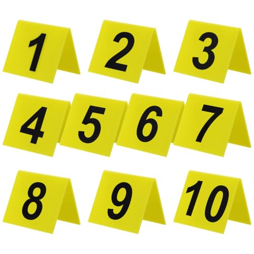 Tofficu Reusable Acrylic Number Markers Double-Sided Table Number Signs 1-10 for Restaurant Banquets Game Supplies and Event Seating