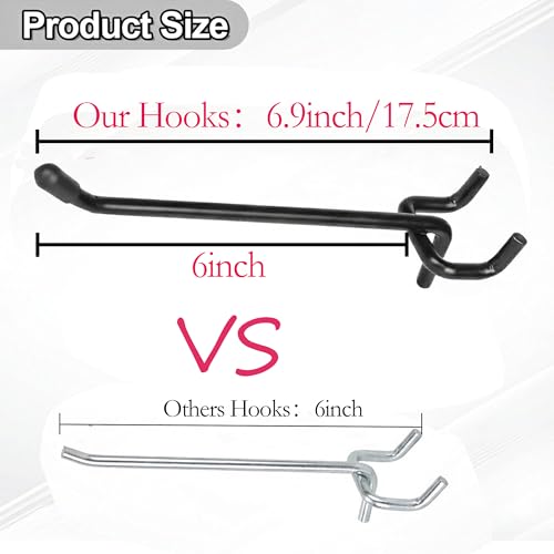 80 Pack 6 Inch Black Pegboard Hooks,Extra Thick 1/4" Peg Board Hooks Heavy Duty for Hanging, Pegboard Accessories for Kitchen, Gym,Garage,Store Wall Organizer - size: 6 inch- 80pcs(Heavy duty)