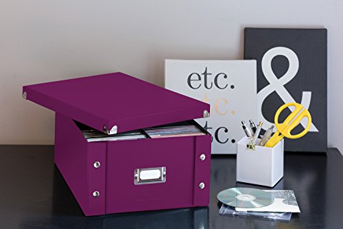 Snap-N-Store CD Storage Box - Pack of 1/2 - Durable Disc Holder with Lid to Store for Discs (1 Pack - Doublewide CD, Berry) - color: Berry, size: 1 Pack