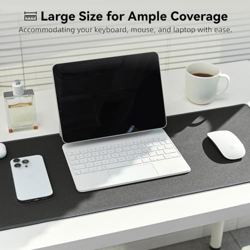 Reniteco Waterproof Large Gaming Mouse Pad with Durable Stitched Edges, Non-Slip Rubber Base, Smooth Surface Mouse Mat Desk Pad for Home Office Gaming, 27.5"x11.8"x0.08", Dark Gray - color: Deep Gray, size: 27.6''x11.8''x0.08''