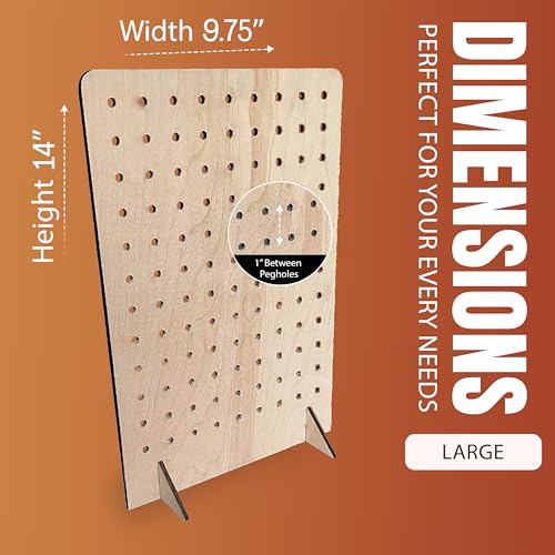 Torched Pegboard Display Stand for Jewelry, Craft Shows, Selling, Vendor Events, Tools, Peg Board Accessories Rack Organizer, Large 9.75" L x 4.3" W x 14" H, Natural… - color: Natural, size: Large