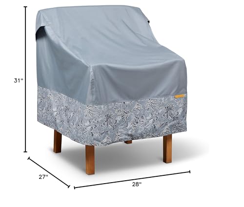 Classic Accessories for Vera Bradley Water-Resistant Patio Chair Cover, 26 x 29 x 27 Inch, Rain Forest Toile Gray