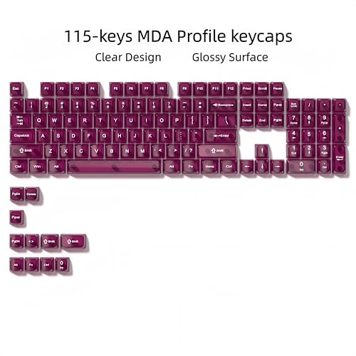 dagaladoo Clear keycaps,Transparent Keyboard keycaps,Jelly Key caps Set,Shine Through keycap,MDA Profile Keyboard caps for Mx Switches Mechanical Keyboard(Fuchsia) - color: Fuchsia