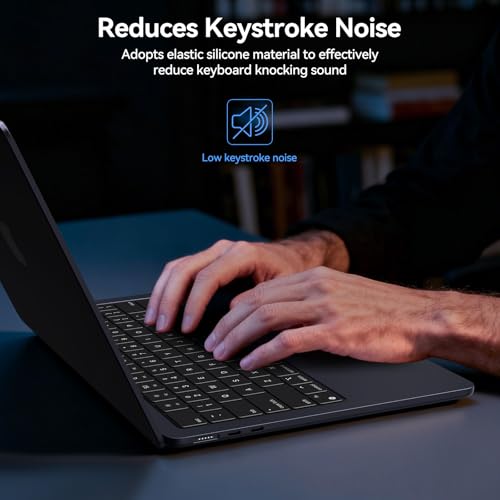 EooCoo Premium Keyboard Cover Skin Protector, Laptop Accessories Compatible with 2026 2025 2024 2023 2022 2021 M5-M1 Pro/Max MacBook Pro 14/16, M5-M2 MacBook Air 13/15, 2026 Mac Neo 13, Silicone Black - color: Black