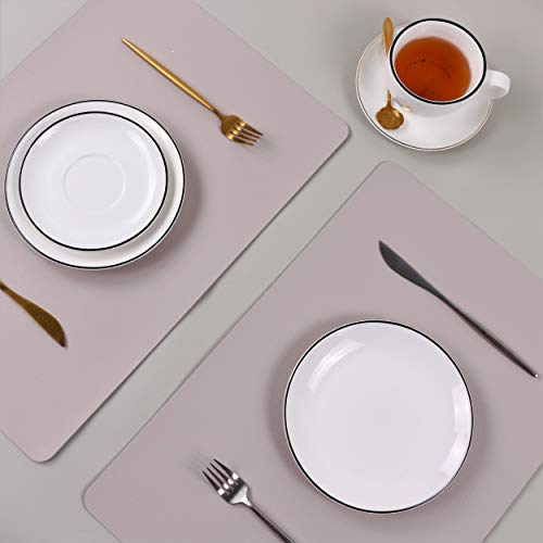 Wipeable Placemats Leather Table Mats Waterproof Heat-Resistant Easy to Clean for Dining Table Set Kitchen Table (4, Taupe) - color: Taupe, size: set of 4