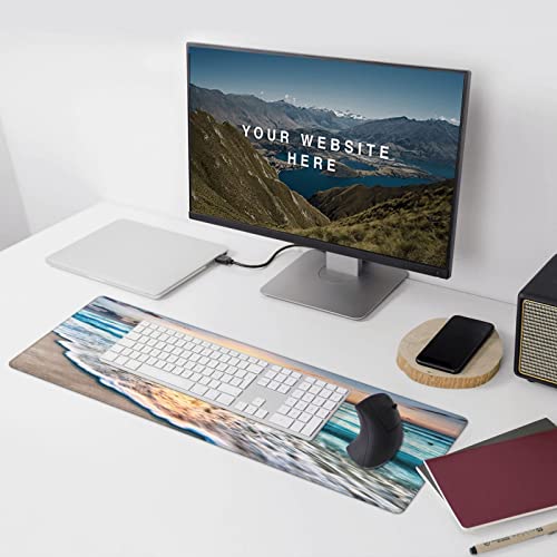 Large Mouse Pad Gaming Mousepad XL Sunrise Beach Wave Desk Mat Mouse Pad Long 31.5x11.8 in Extended Big Mousepad Waterproof Desk Pad with Non-Slip Base and Stitched Edges Computer Keyboard Mat - color: Sunrise Beach Wave
