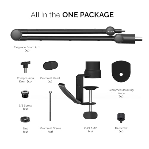 IXTECH Microphone Boom Arm with Desk Mount, 360ยฐ Rotatable, Adjustable and Foldable Scissor Mounting for Podcast, Video Gaming, Radio and Studio Audio, Sturdy and Universal - Elegance Model - color: ELEGANCE