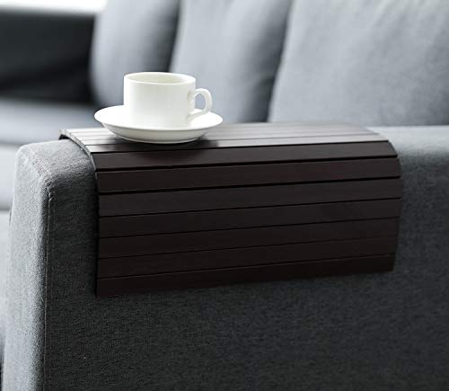 GEHE Sofa Arm Tray Table Flexible/Foldable Couch Arm Tray Armrest Table Perfect for Drink Snacks Great Arm Table for Couch Armrest (16.5" L x 13.25" W x 0.4" H, Mahogany) - color: Mahogany