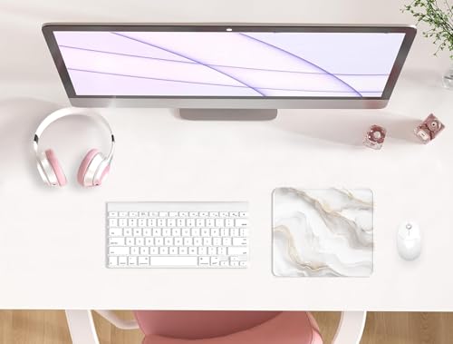 eulps Mouse Pad with Stitched Edge, Multiple Patterns Computer Mouse Pads with Non-Slip Rubber Base, Washable Cloth Mousepad, for Gaming, Laptop, PC (Ivory Marble) - color: 30Ivory Marble