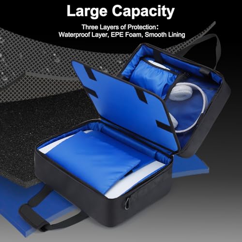 GDNasist Carrying Case Fit for PS5, Travel Thickened Protective Bag Compatible with Playstation 5 Console, Headset, PS5 Controller, Game Discs, and Gaming Accessories, All Black - color: All-black