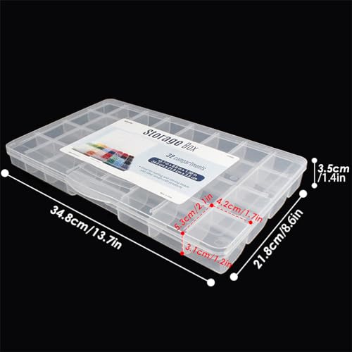 32 Grids Clear Plastic Organizer Box, Craft Storage Container for Beads Organizer, Art DIY, Crafts Jewelry Storage, Fishing Tackles, Rock Collection, 2 Pack - color: 2 Pack
