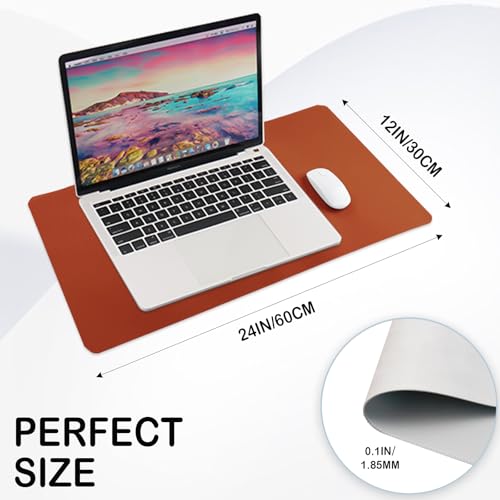 24 x 12 Inches Leather Desk Pad Protector, Non-Slip PU Leather Desk Mat, Laptop Desk Pad, Perfect for Office & Home Use (light brown) - color: Light Brown