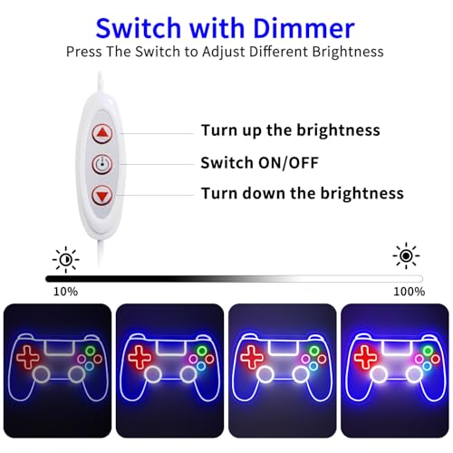 Gaming Neon Sign, led Neon Signs Dimmable by USB powered for Gaming Room Decor - Gaming Neon Sign for Teen Boys Room Decor - Best Gamer Gifts for Teenage Boys, Kids - style: GamePad01