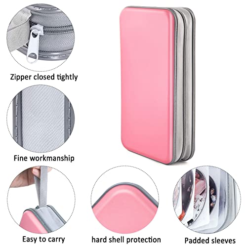 DVD Case, Bivisen CD Case Holder Wallet Binder 96 Capacity CD/DVD Cases Storage Holder Binder Organizer Wallet Book for Car Home Travel (Light Pink) - color: Light Pink