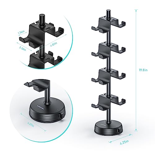 MANMUVIMO Headphone Controller Storage Holder for Desk 4 Tiers with Anti-Slip Stable Suction Cup, Controller Holder, Universal Gaming Desk Accessories for PS5/PS4/Xbox Series/Xbox One - size: 4 Tier Controller Holder Black