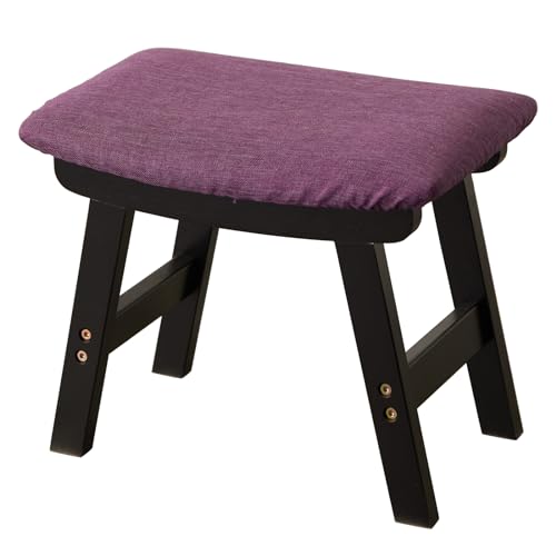 Kitsanery Foot Stool,Ottoman,Bamboo Small Sofa Foot Rest Under Desk,Extra Seating for Living Room, Bedroom and Kitchen (Black Stool Legs - Purple Surface) - color: Black Stool Legs - Purple Surface