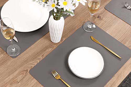 Wipeable Placemats Leather Table Mats Waterproof Heat-Resistant Easy to Clean for Dining Table Set Kitchen Table (2, Grey) - color: Gray, size: set of 2