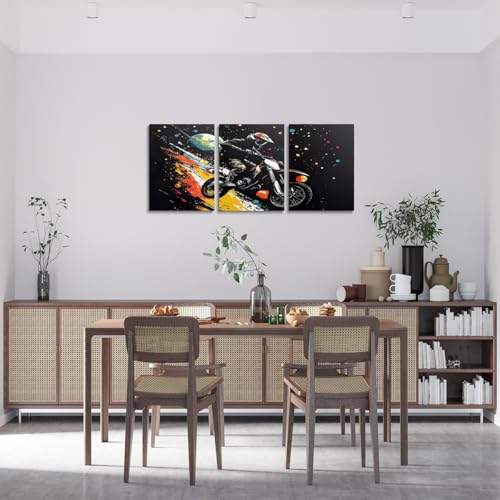 Feelyou Kids Boys Dirt Bike Bedroom Framed Wall Art Racing Motocross Rider Pictures Decorations for Bedroom Extreme Sports Motorcycle Living Room Wall Art Dining Room Decor,Set of 3 12x16 Inch - color: Black Orange