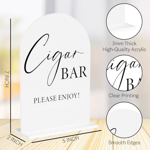 Wedding Cigar Bar Sign Acrylic Arch Wedding Bridal Shower Baby Shower Welcome Table Signs for Ceremony and Reception 7 x 5 Inches Decor1327 - color: Cigar