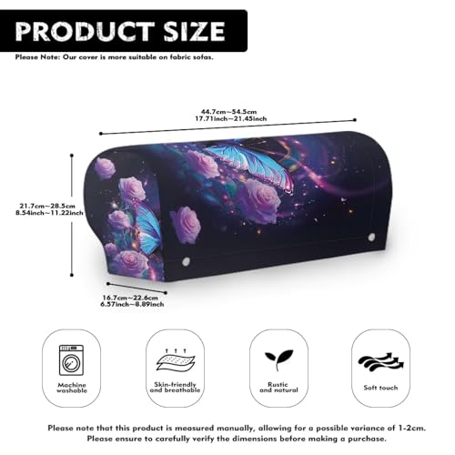 Galaxy Butterfly Rose Print Armrest Covers for Chairs, 2 PCS Stretch Furniture Protector for Recliner, Curved, Square, Stain Resistant Couch Armrest Covers with 10 Twist Pins - color: Galaxy Butterfly Rose