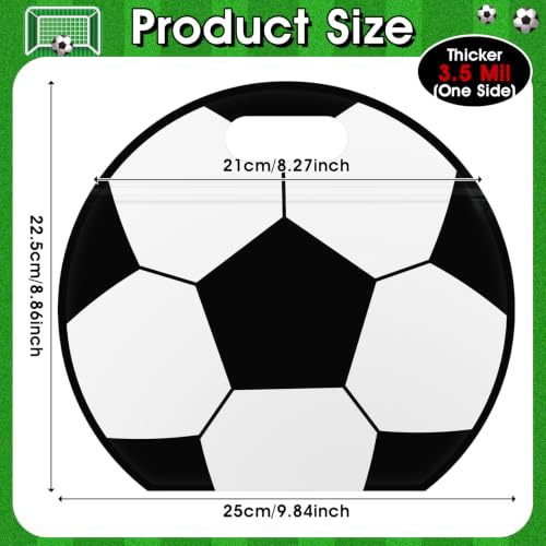 AKAIXI 24pcs 3.5 Mil Thickened Soccer Snack Bags Reusable Sealed Candy Bag | with Handle Stand-up Soccer Goodie Bags for Game Day Birthday Gifts and Soccer Party Supplies, Soccer Training Treat Bags - color: Soccer