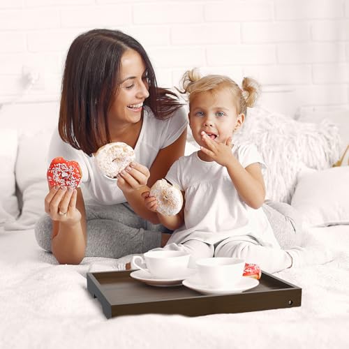 Artmalle Bed Tray Table Folding Legs with Handles Groove Breakfast Food Tray for Sofa, Bed, Eating, Drawing, Platters Serving Lap Desk Snack Tray (Brown Medium) - size: Medium (11.8" x 15.7" x 1.6") x 1 Pack