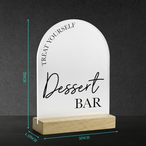 Dessert Bar Sign, Wedding Engagement Bridal Shower Decor for Ceremony Party Reception Dessert Table Desk Decor Frosted Acrylic Sign 5x7 Inch - color: Dessert Bar Frosted