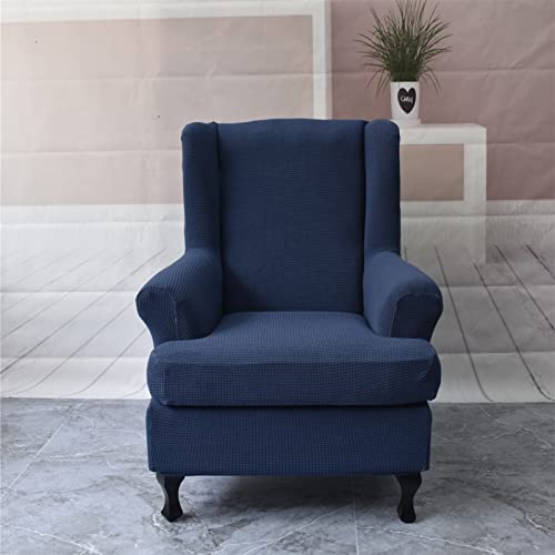 KRFOONN Wingback Chair Covers Slipcovers 2 Piece Stretch Wing Chair Covers Spandex Slipcovers Wingback Sofa Cover Armchair Covers Non-Slip Furniture Protector for Living Room Wingback Chairs, 02 - color: 02