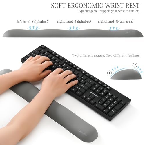 UnivoColors Design-Wave Keyboard Wrist Rest, Artificial Sheepskin+Memory Foam+Ergonomic+Anti-Slip Gel, Resilience Support During Work and Gaming,Keyboard Accessory,Grey - color: Kr_grey, style: Keyboard Wrist Rest