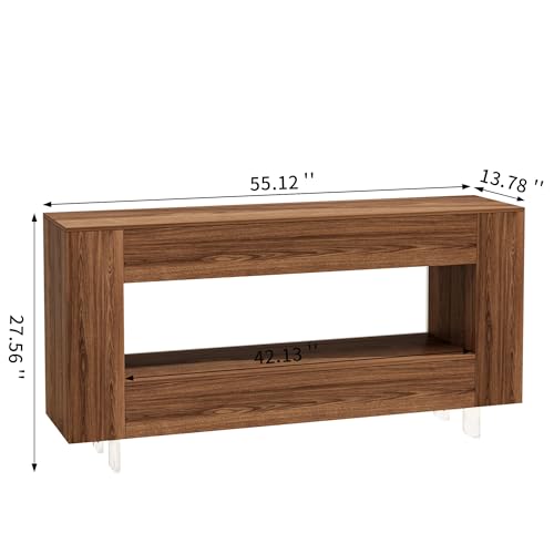 TV Stand Cabinet Up to 65 inch with Conceals Storage, Woodgrain, Brown | TV cabinet with 2 Push-Open doors and 2 drawers, entertainment center, storage cabinet, modern style, living room, office - color: Woodgrain Brown, size: 55.12"W*13.78"D*27.56"H