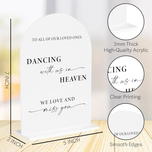 In Loving Memory Wedding Sign Dancing with Us in Heaven Memorial Sign Decor Acrylic Arch Memory Table Reserved Decor Signs for Wedding Bridal Shower Baby Shower 7 x 5 Inches Decor1329 - color: Dancing