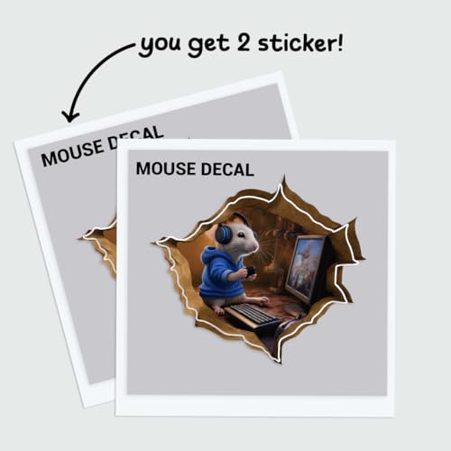 2Pcs Cute Gaming Mouse Stickers Removable Peek A Boo Mouse in Mouse Hole Decal Sticker, Mouse Hole in The Wall Sticker with 3D Effect for Wall Decoration, Funny Gift, Potty Training, Prank 9 Inches - color: D19, size: 9 Inches